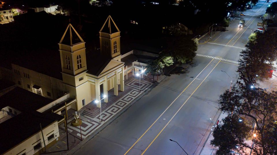 Imagen aérea de la Iglesia de Joaquín V Gonzalez